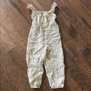 Kids Beige Ruffle Strap Jumpsuit